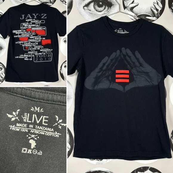 Jay-Z 2010 Black Short Sleeve Concert Tour Tee, Sz M (African Cotton, Tanzania) - Picture 1 of 9